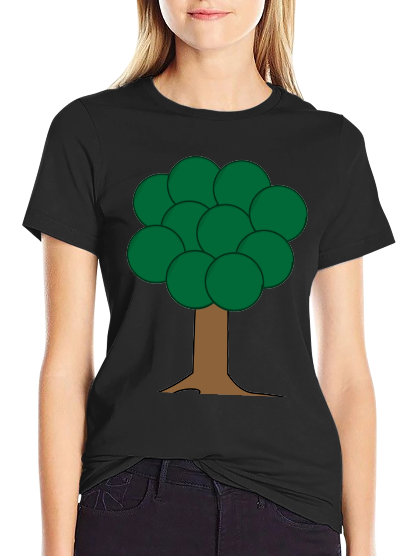 Cartoon Tree Graphic Black T-Shirt