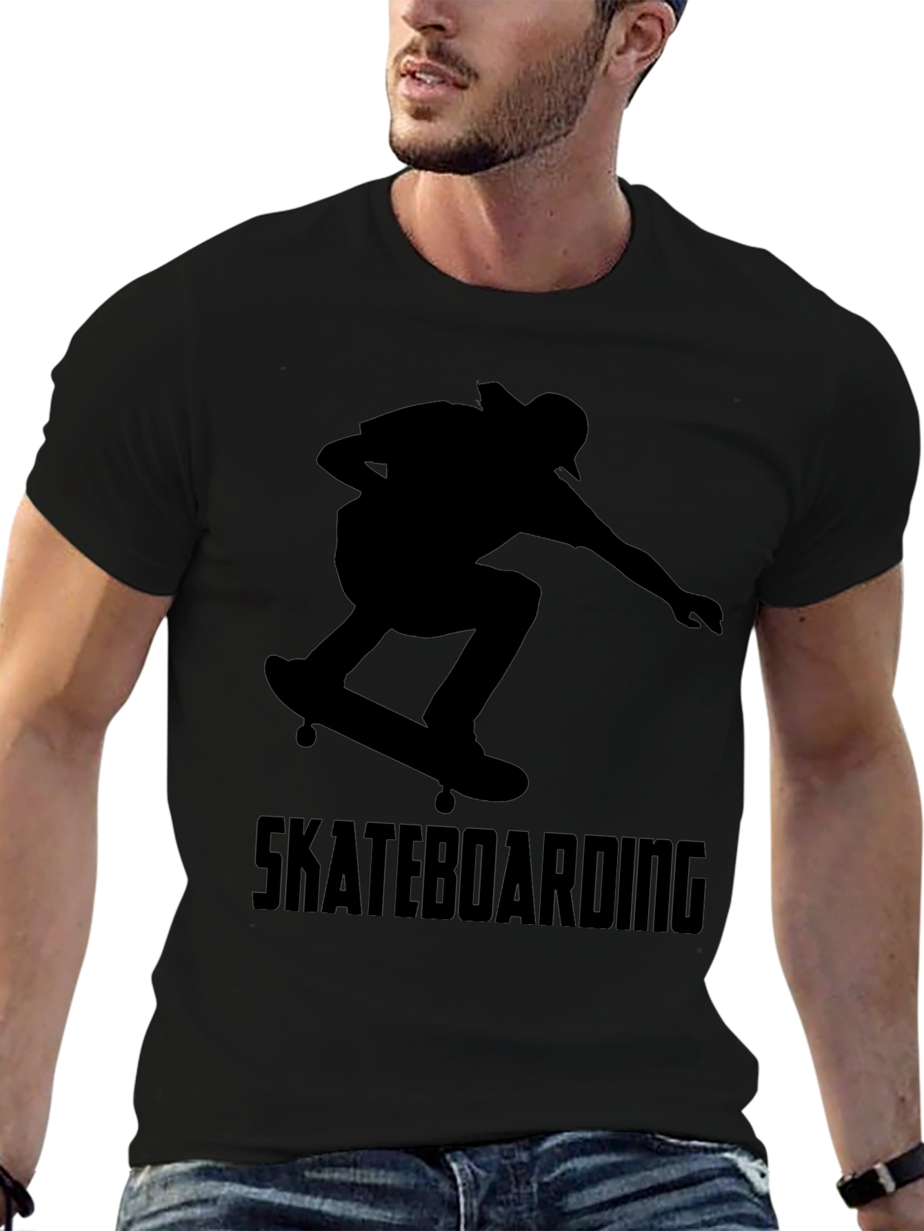 Skateboarding Graphic Tee - Black