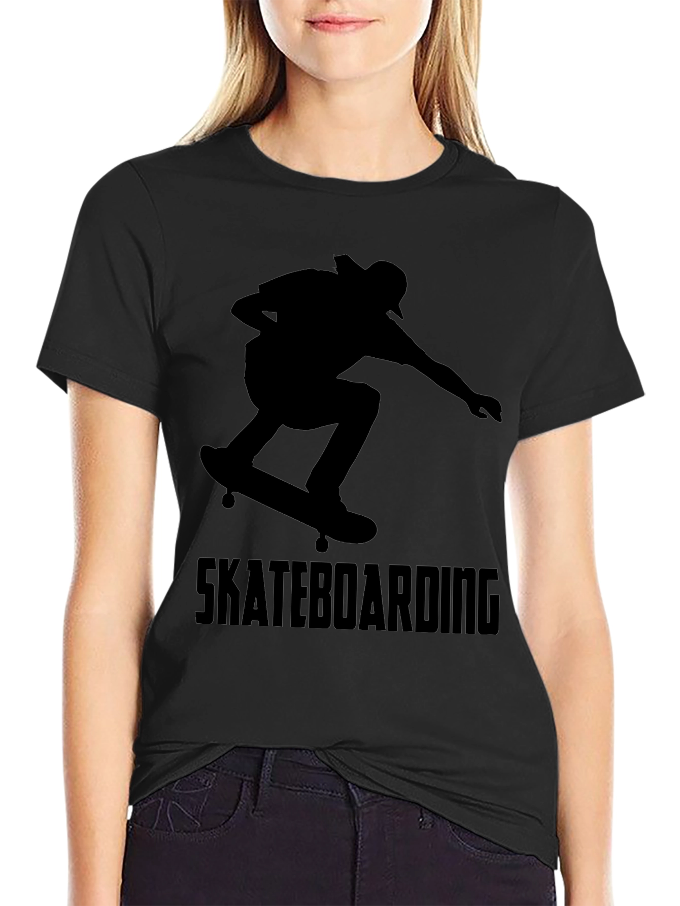 Skateboarding Graphic Tee - Black