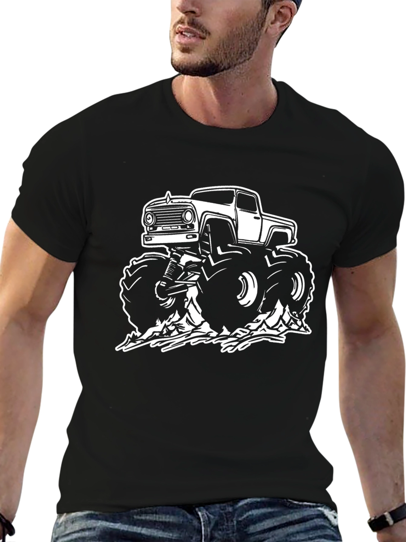 Monster Truck Graphic Tee - Black Cotton T-Shirt