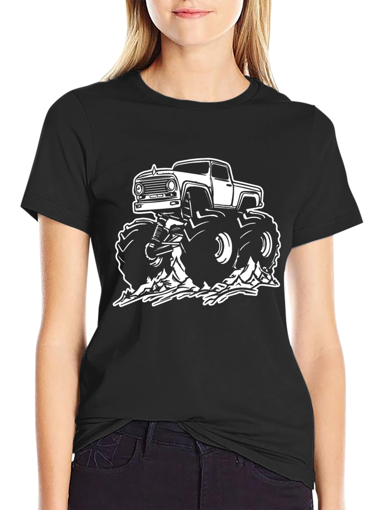 Monster Truck Graphic Tee - Black Cotton T-Shirt