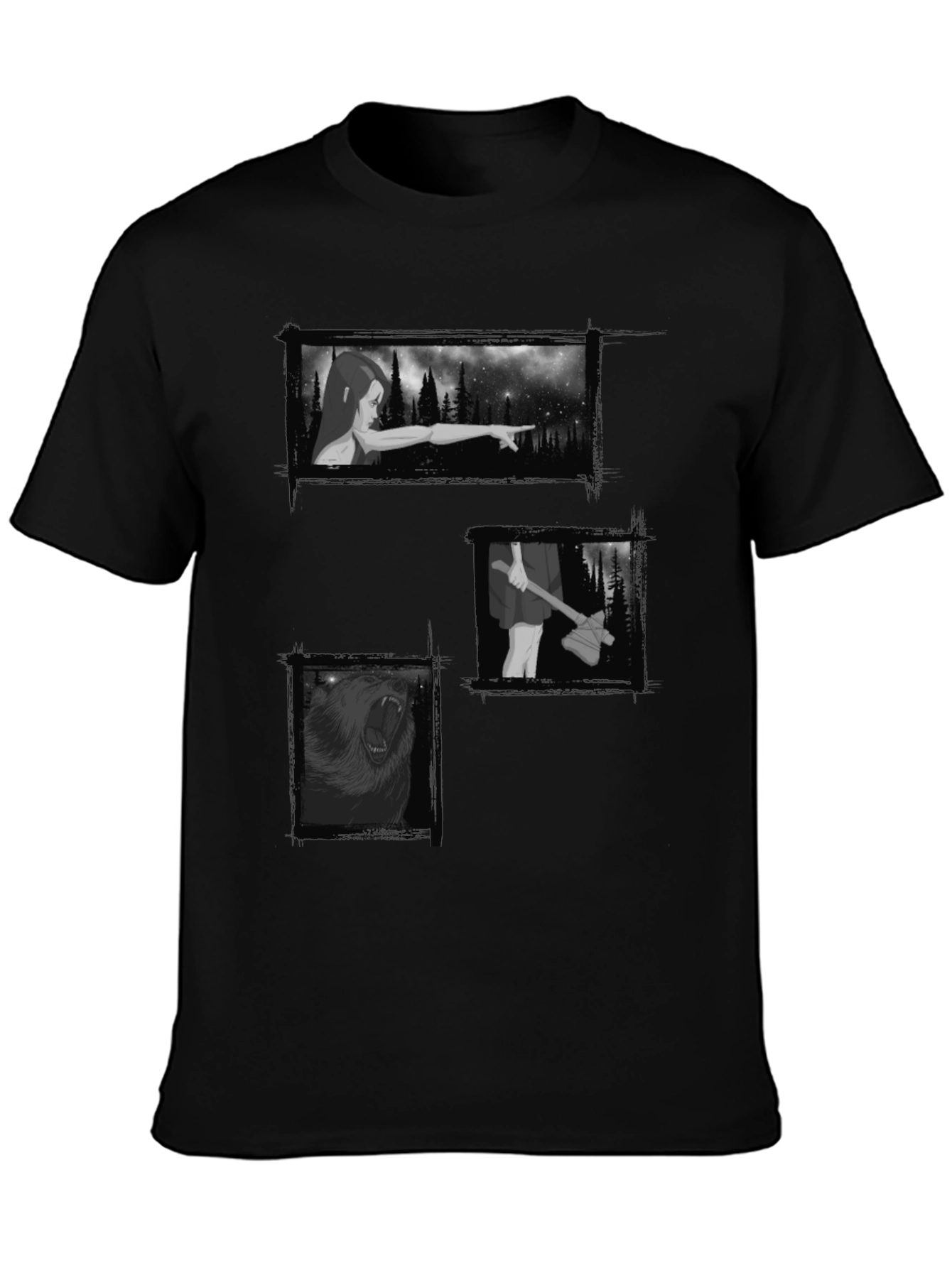 Mystic Black Graphic Tee - Forest Scenes