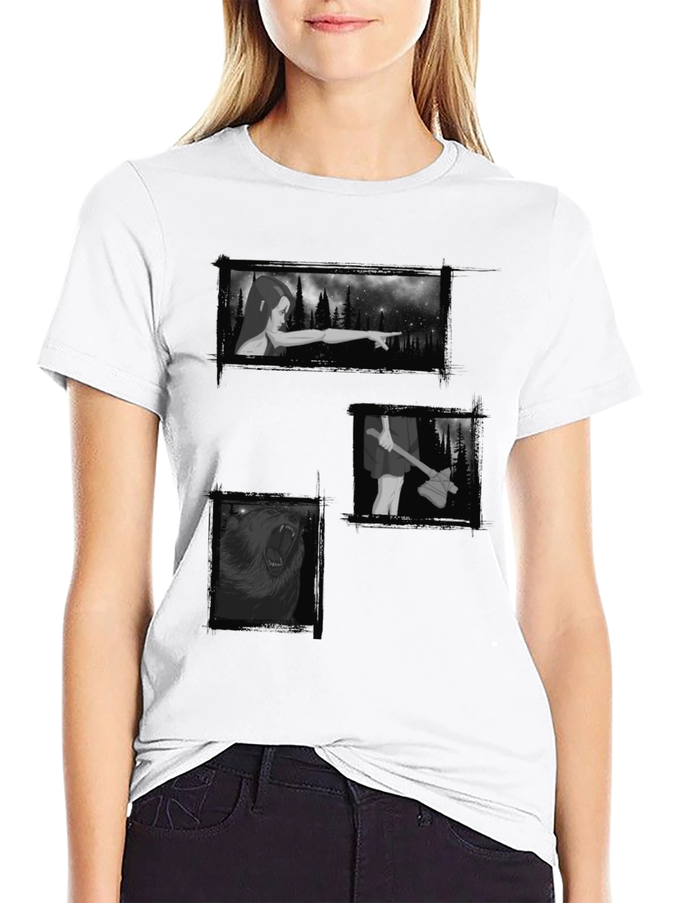Mystic Black Graphic Tee - Forest Scenes