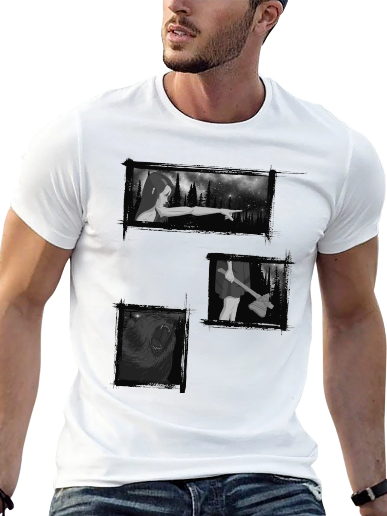 Mystic Black Graphic Tee - Forest Scenes