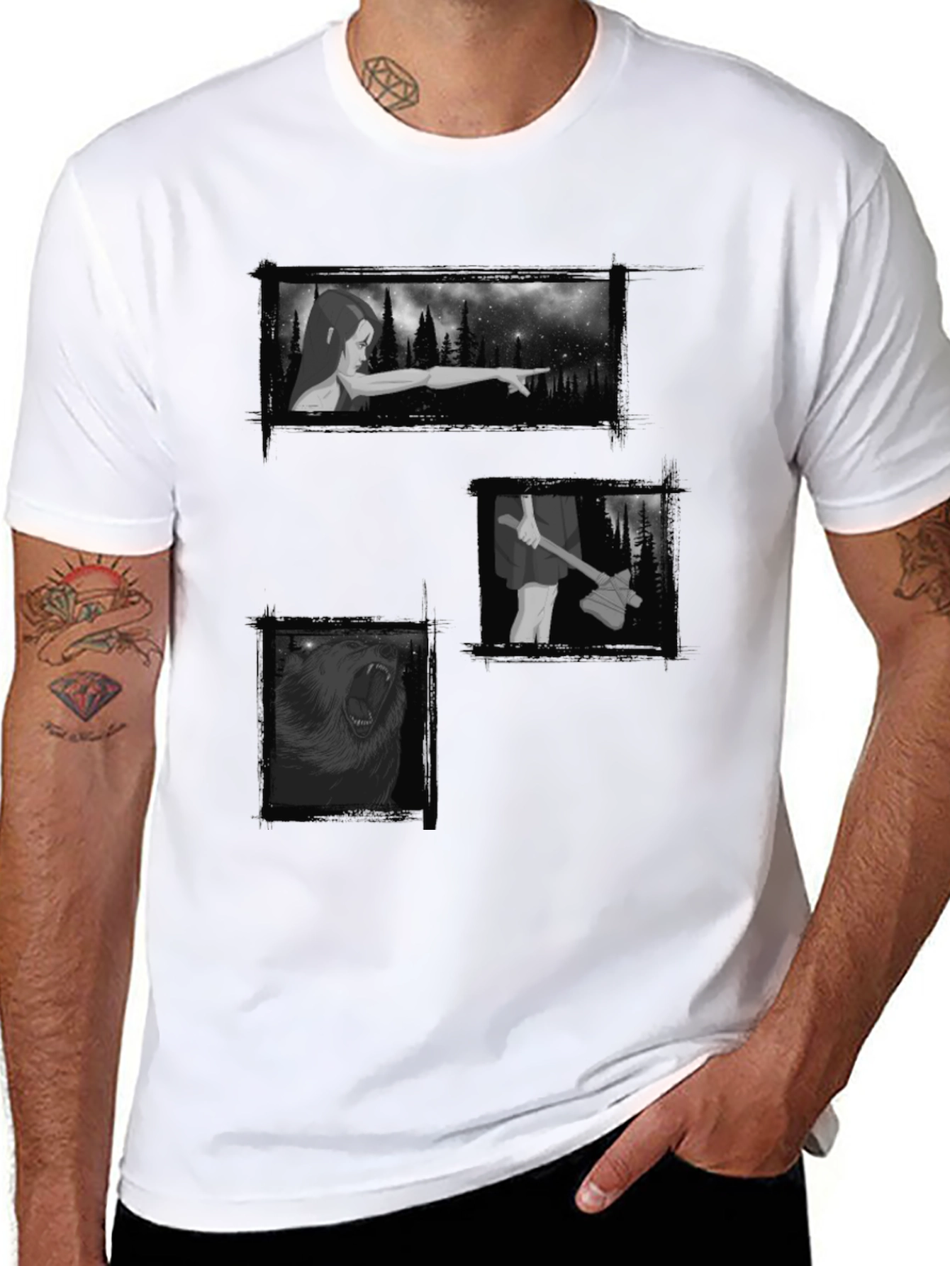 Mystic Black Graphic Tee - Forest Scenes