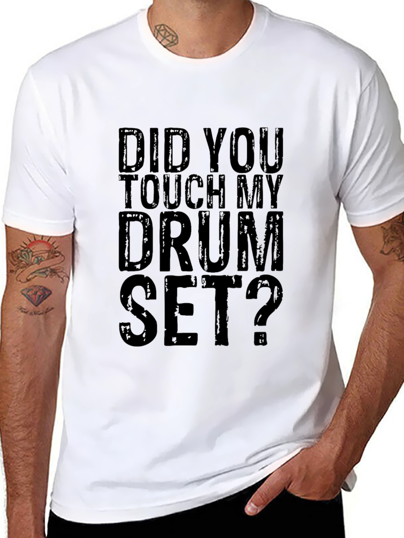 Did You Touch My Drum Set? Black Graphic Tee