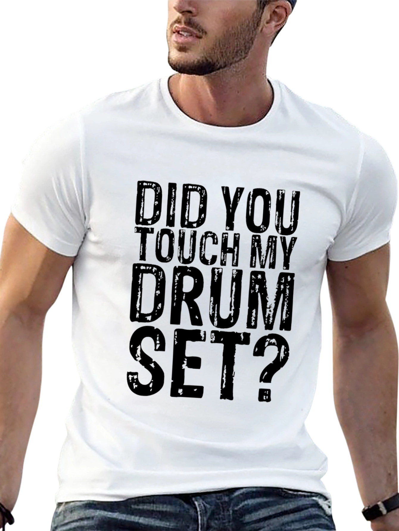 Did You Touch My Drum Set? Black Graphic Tee