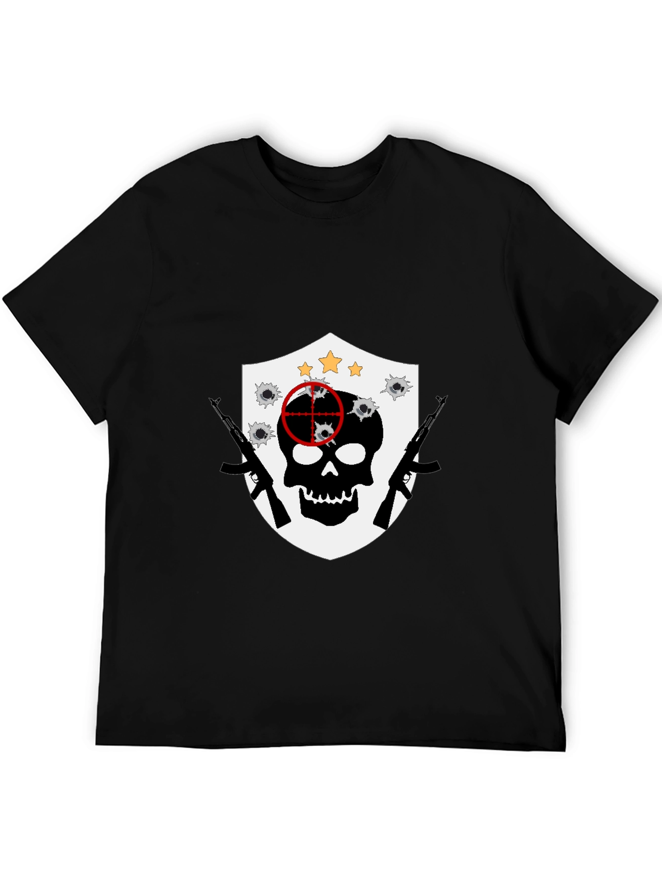 Skull Target Shield Graphic T-Shirt - Black