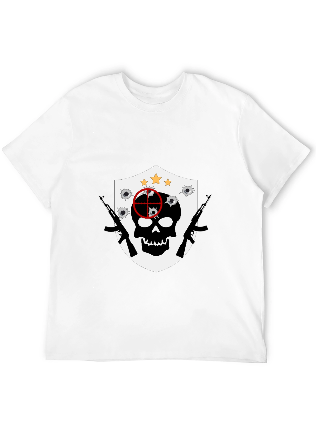 Skull Target Shield Graphic T-Shirt - Black