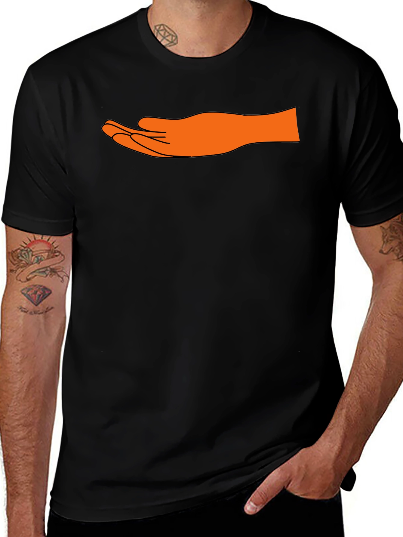 Open Hand Graphic Tee - Trendy Black T-Shirt