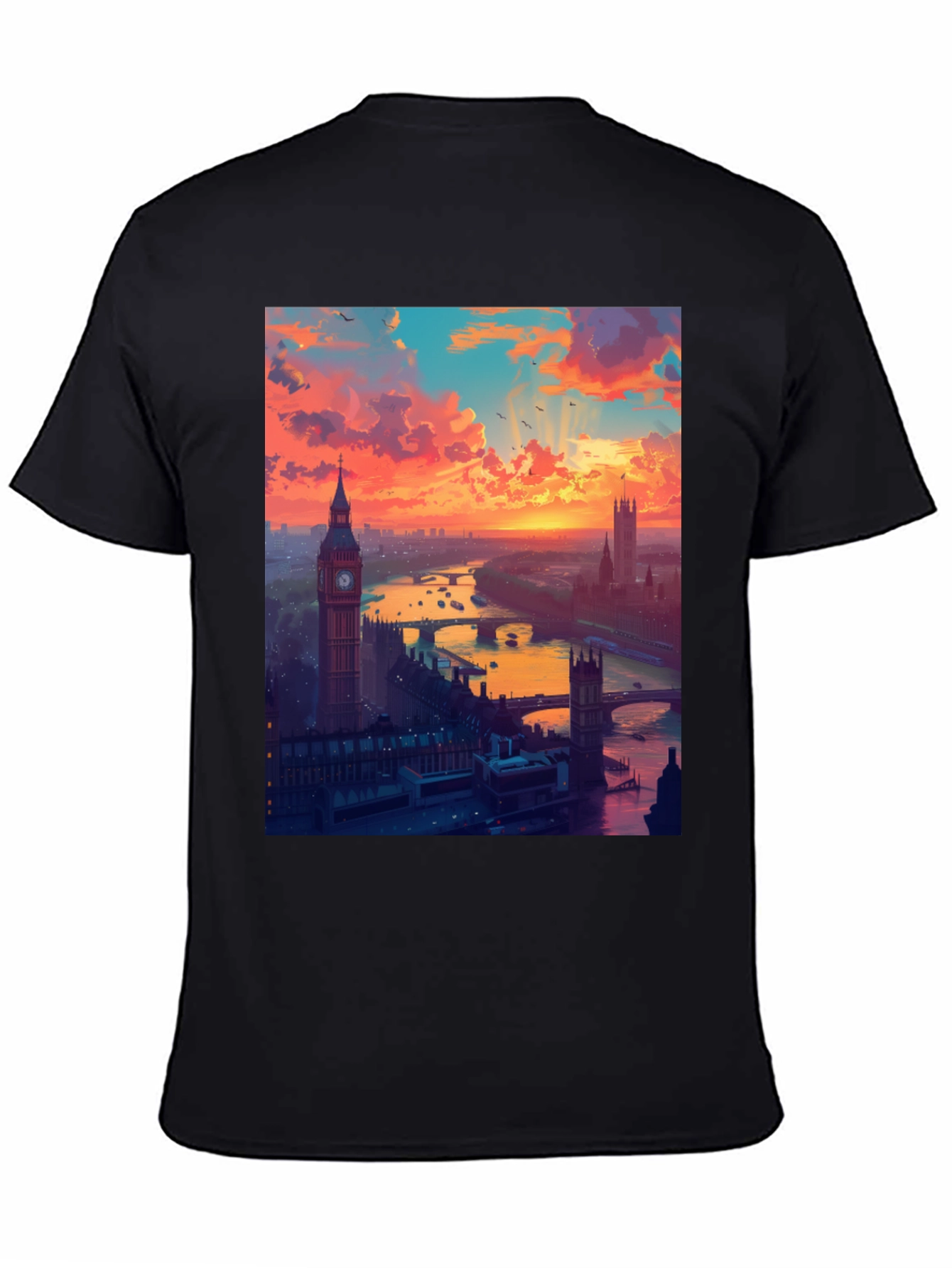 London Sunset Graphic Tee - Stylish Black T-Shirt