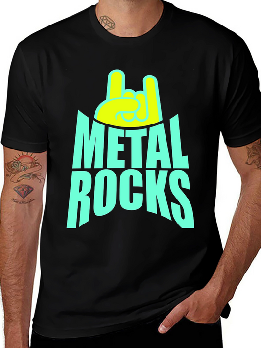 Metal Rocks Graphic Tee - Black Cotton T-Shirt