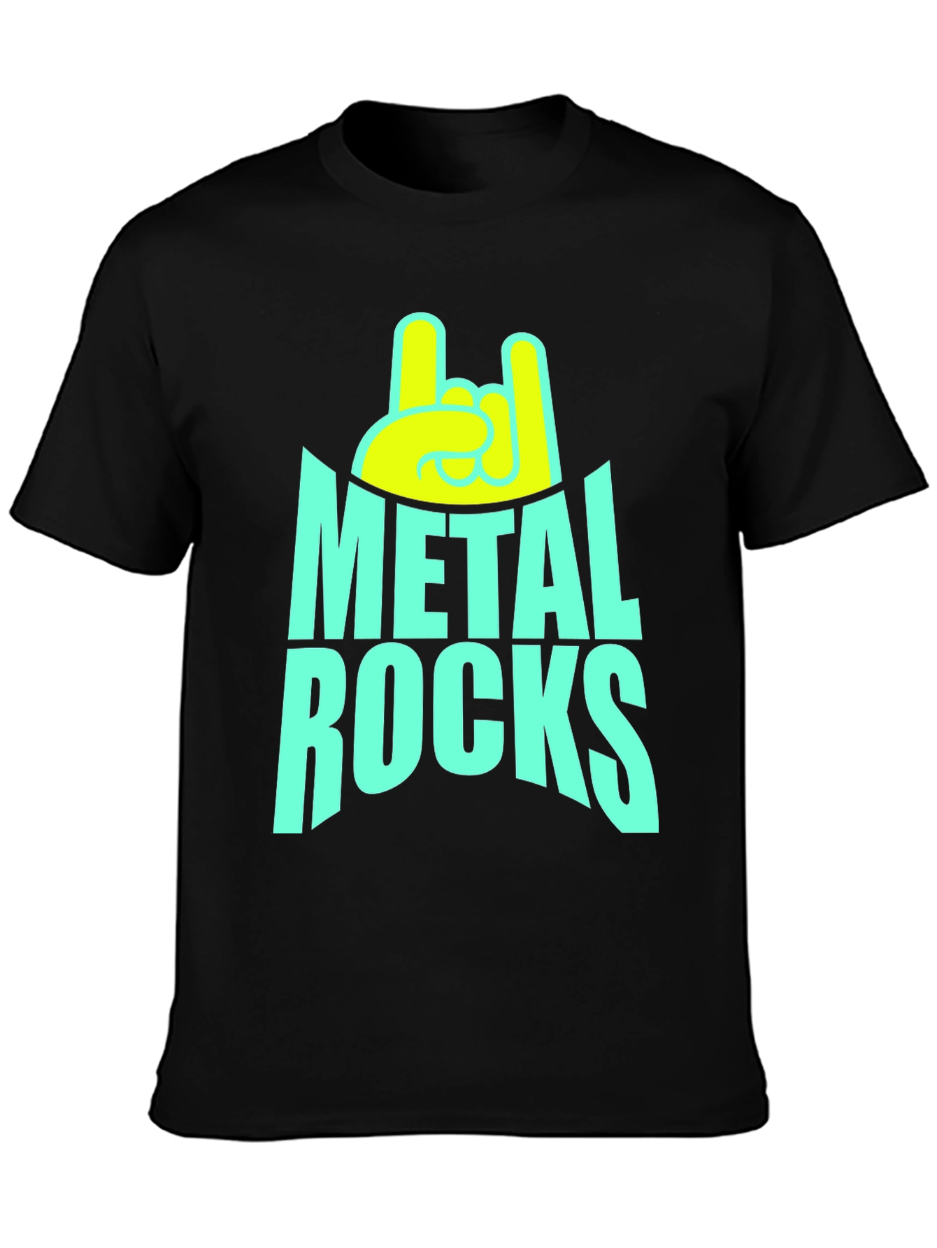Metal Rocks Graphic Tee - Black Cotton T-Shirt