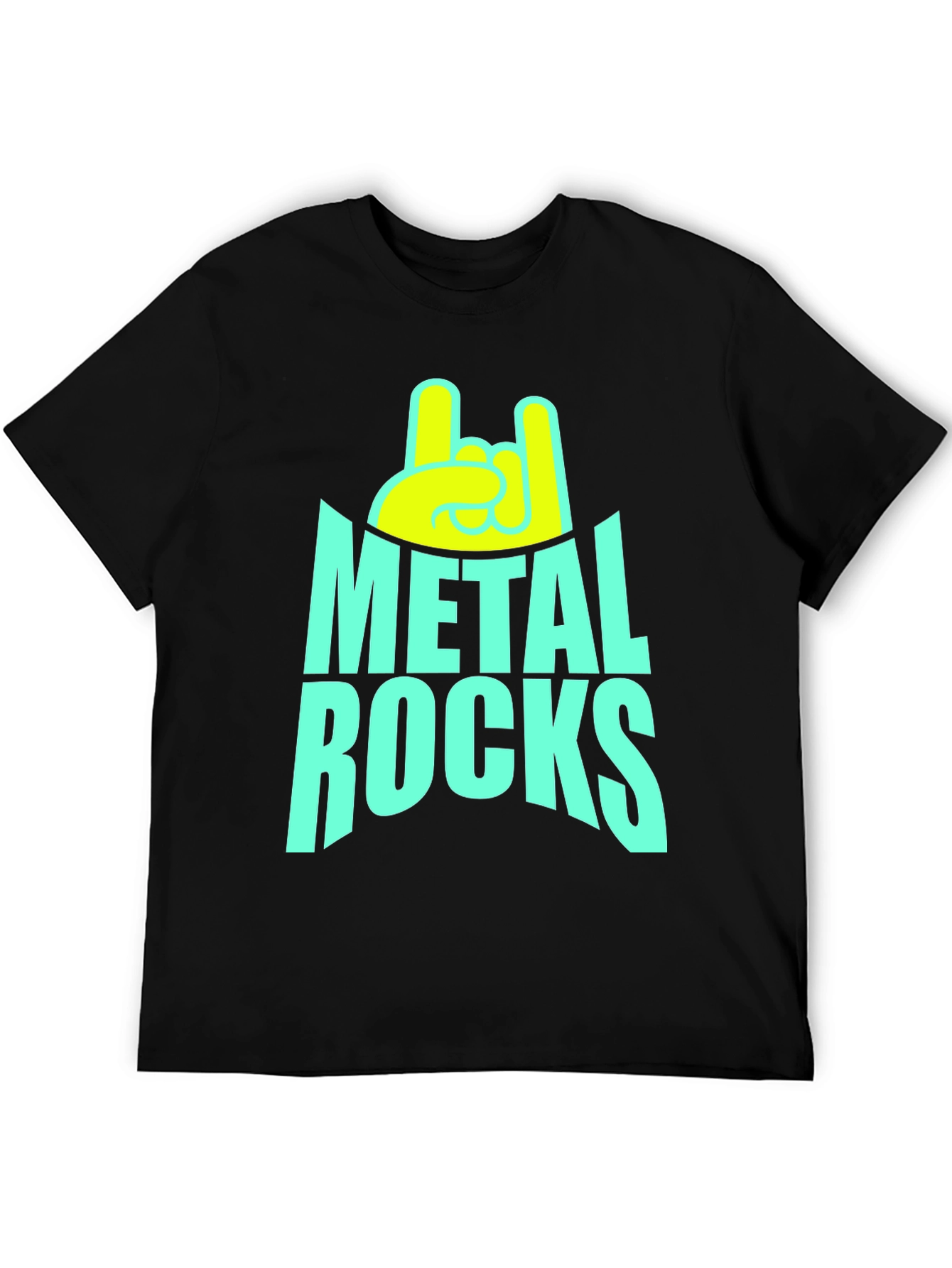 Metal Rocks Graphic Tee - Black Cotton T-Shirt