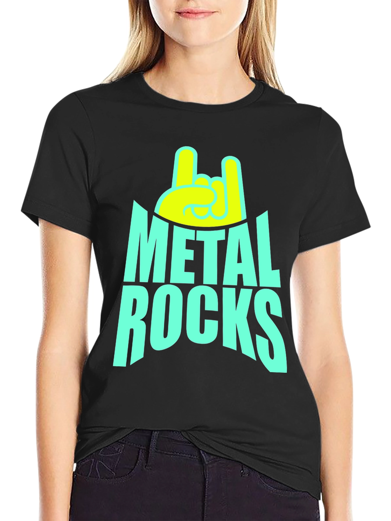 Metal Rocks Graphic Tee - Black Cotton T-Shirt