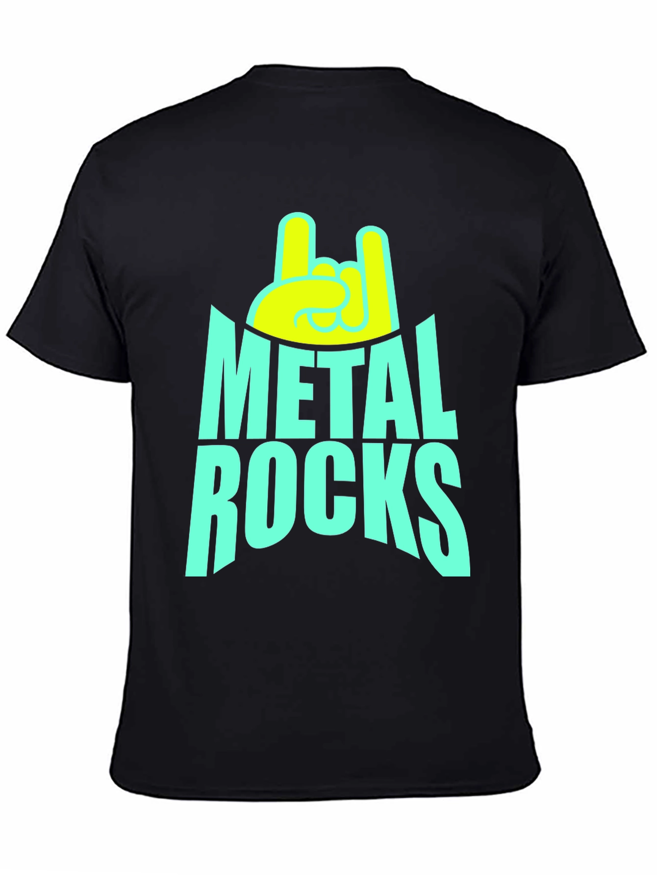 Metal Rocks Graphic Tee - Black Cotton T-Shirt