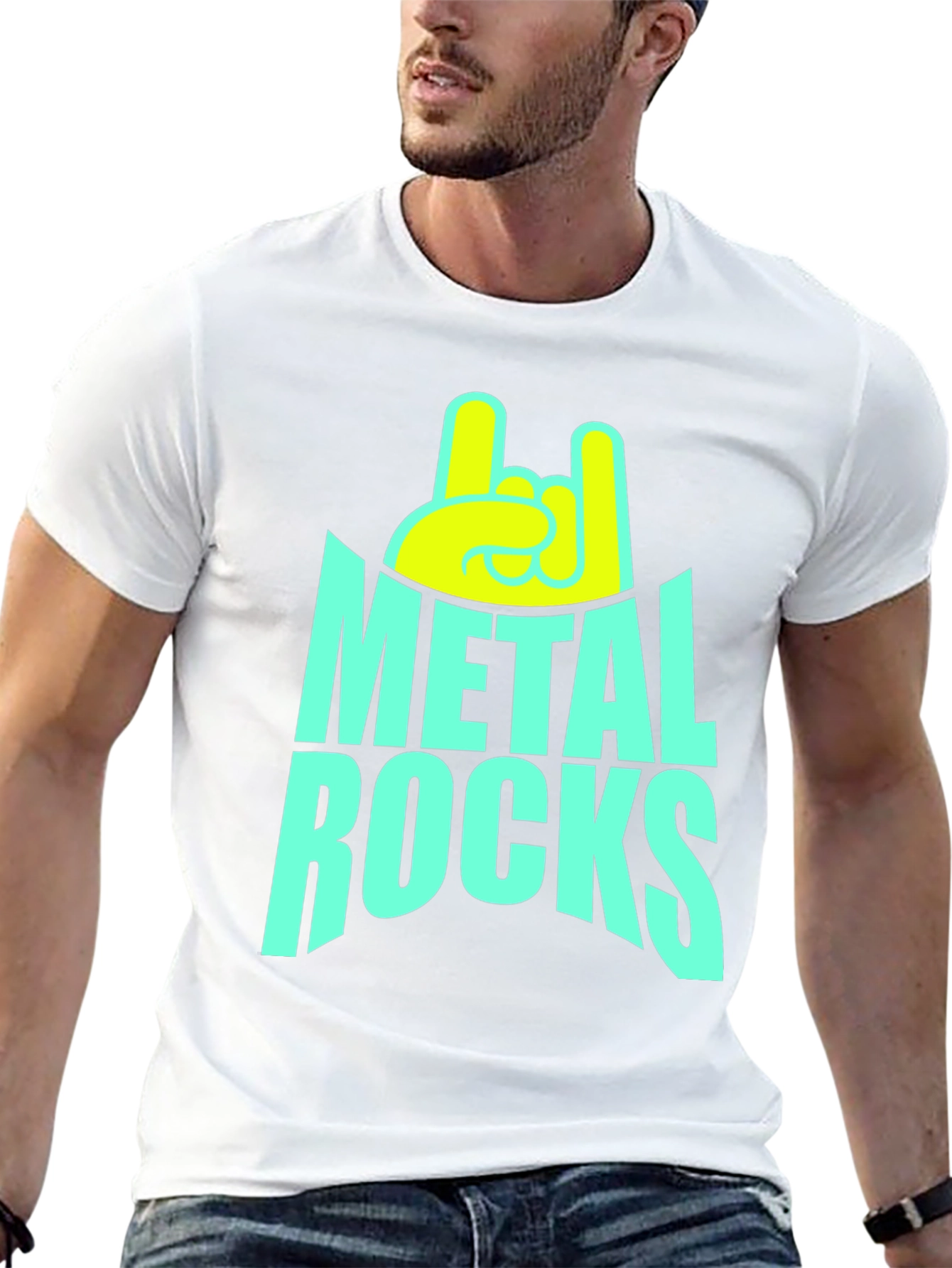 Metal Rocks Graphic Tee - Black Cotton T-Shirt