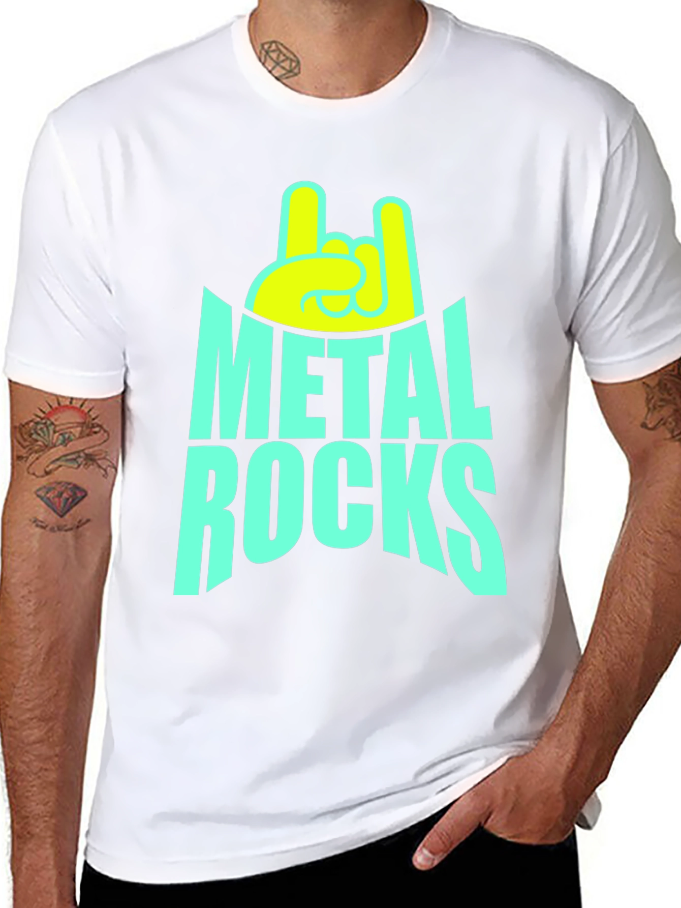 Metal Rocks Graphic Tee - Black Cotton T-Shirt