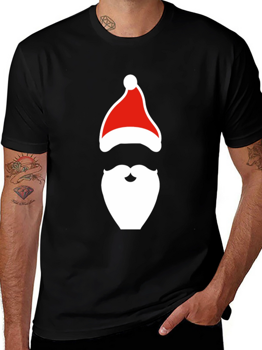 Santa Hat & Beard Graphic Tee - Holiday Festive T-Shirt