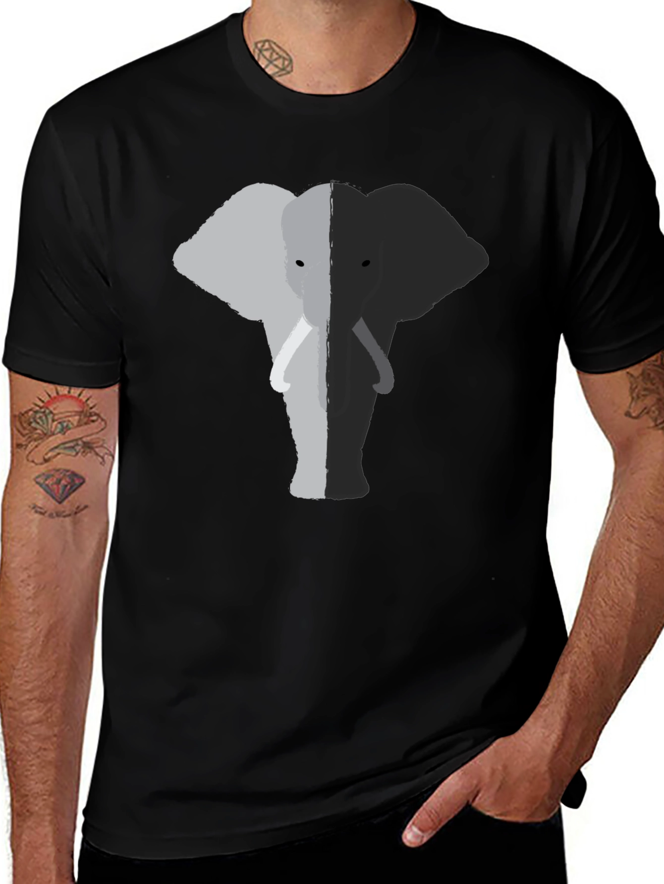 Elephant Graphic Tee - Black Cotton Comfort
