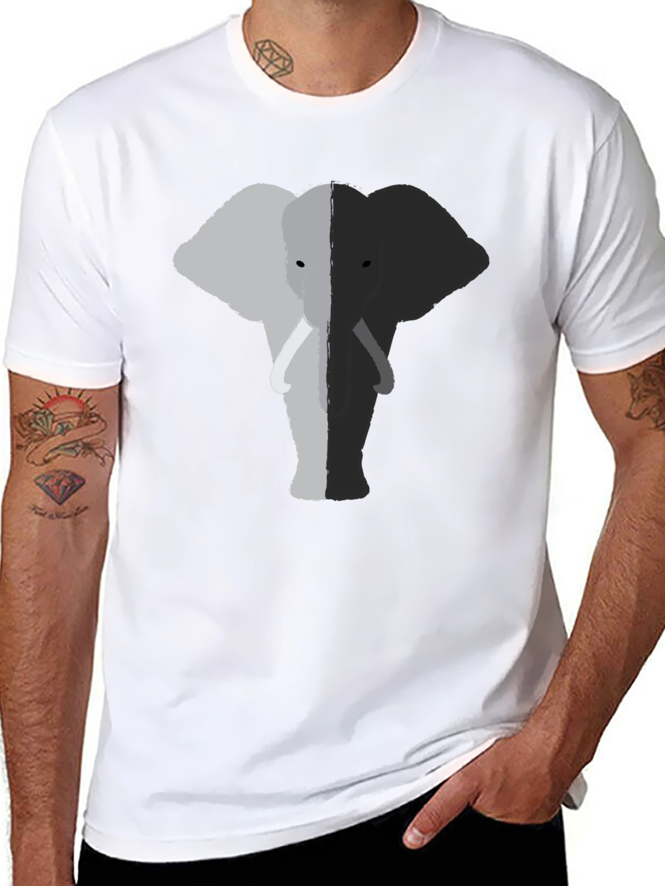 Elephant Graphic Tee - Black Cotton Comfort