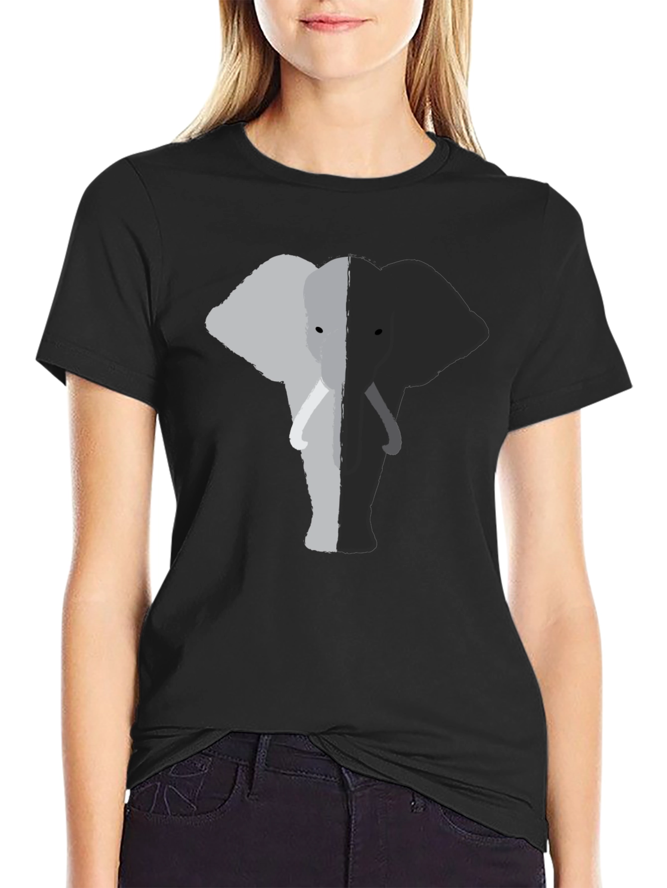 Elephant Graphic Tee - Black Cotton Comfort