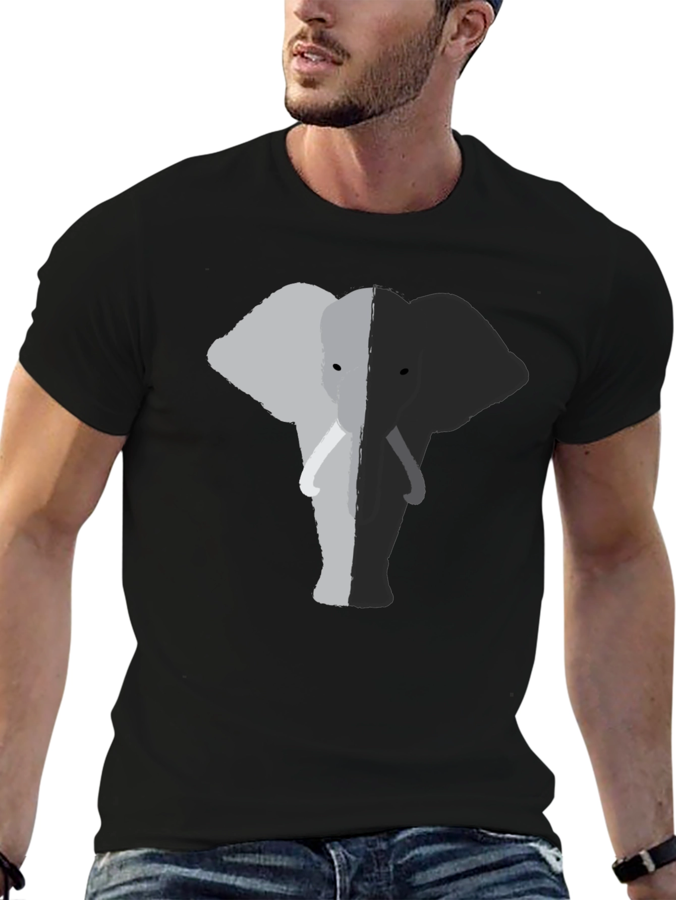 Elephant Graphic Tee - Black Cotton Comfort