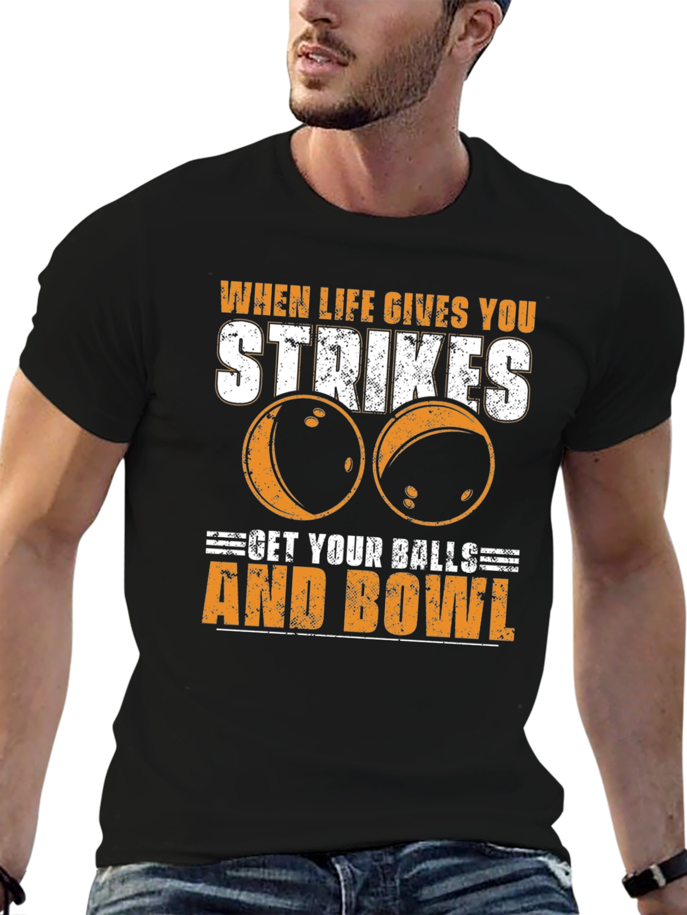 Bowling Strikes T-Shirt - Get Your Balls and Bowl