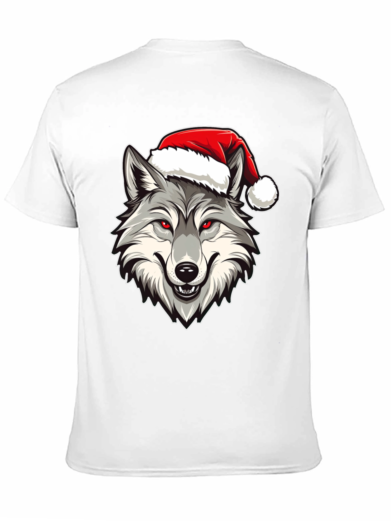Wolf Santa Hat Graphic T-Shirt