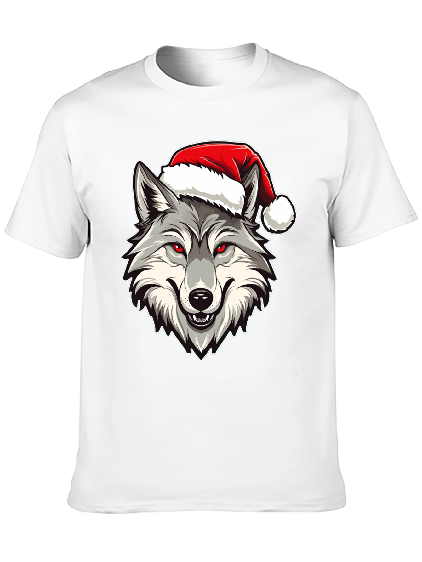 Wolf Santa Hat Graphic T-Shirt