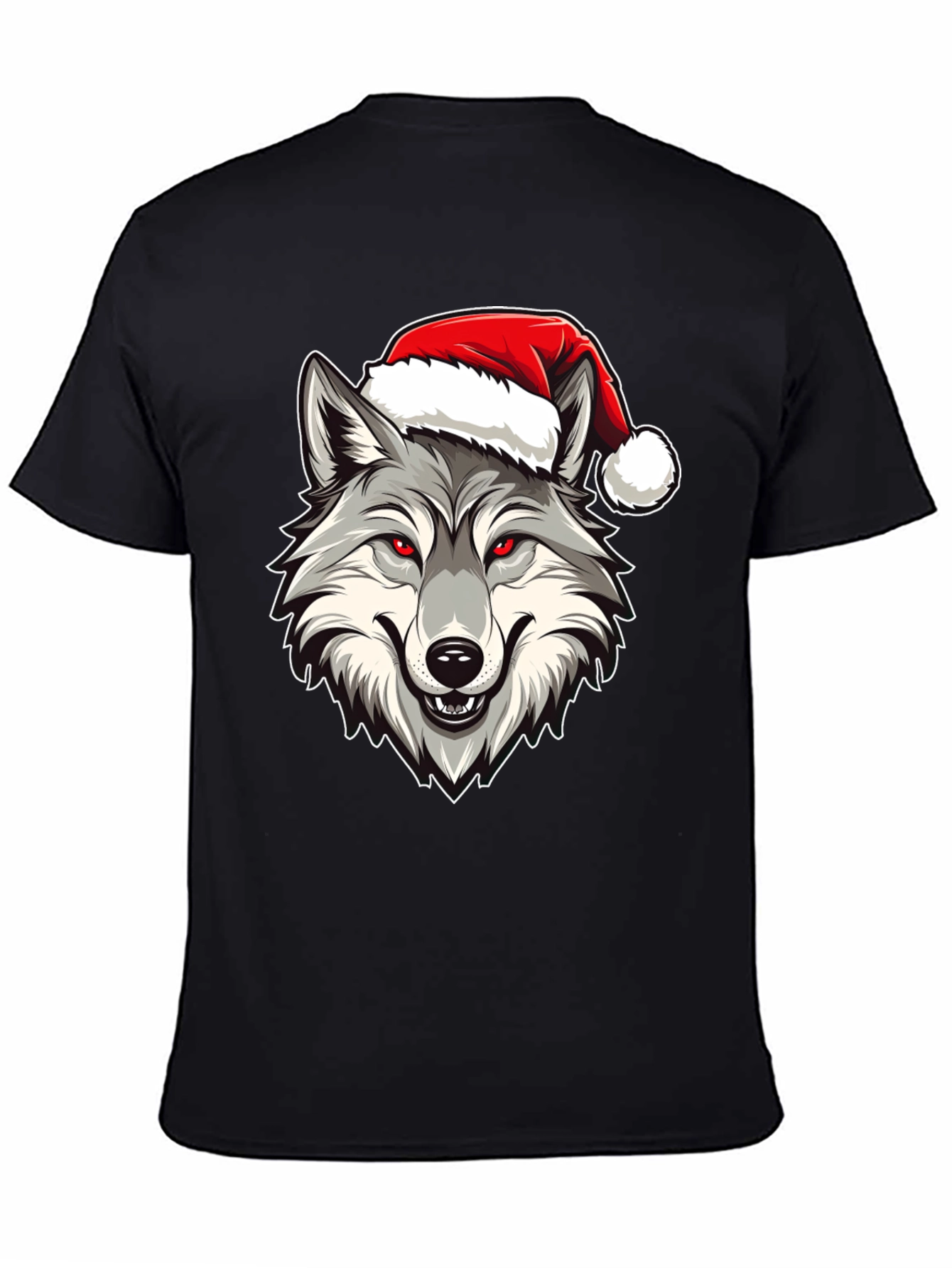 Wolf Santa Hat Graphic T-Shirt