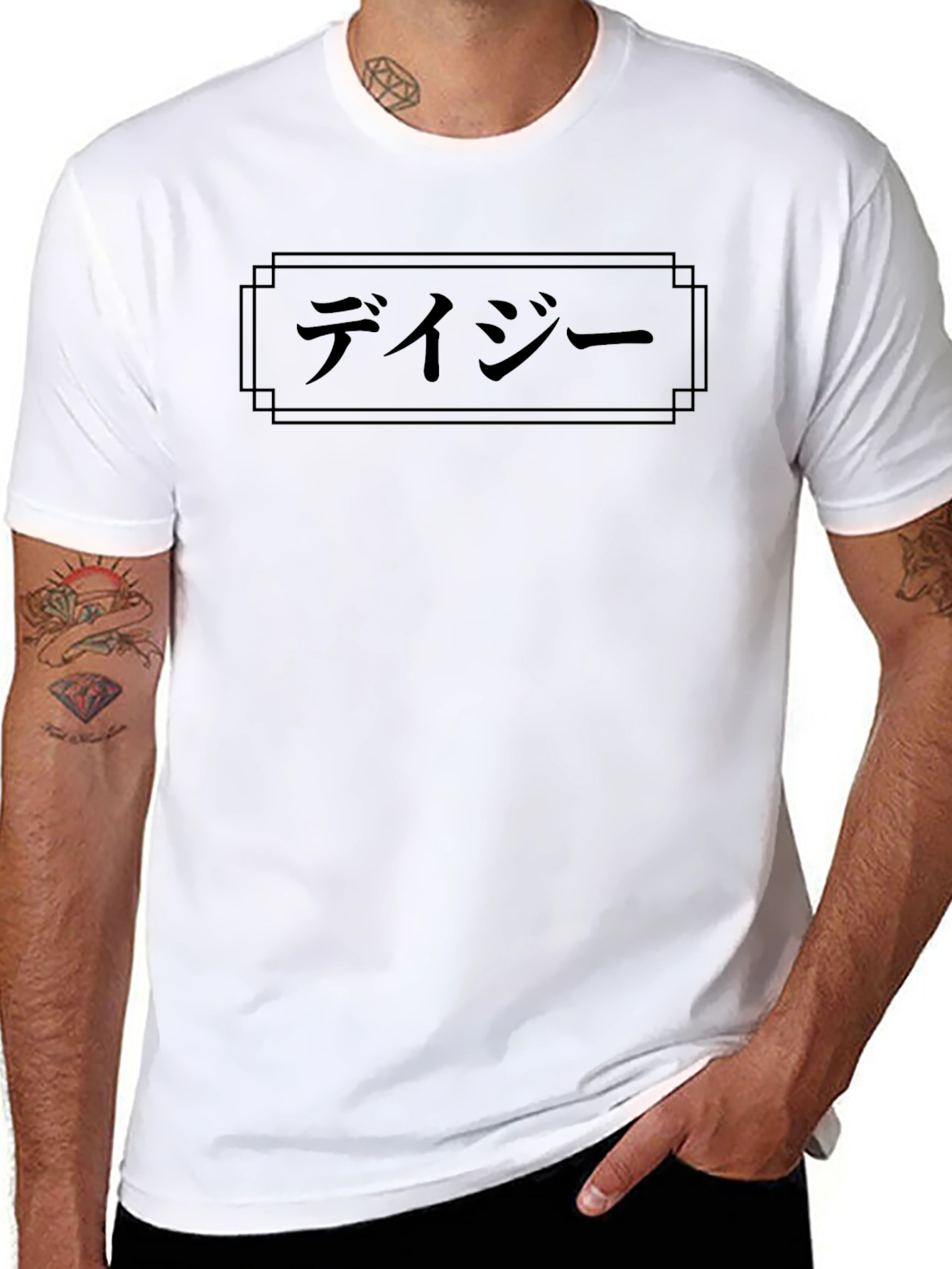 Japanese Daisy Graphic Black T-Shirt
