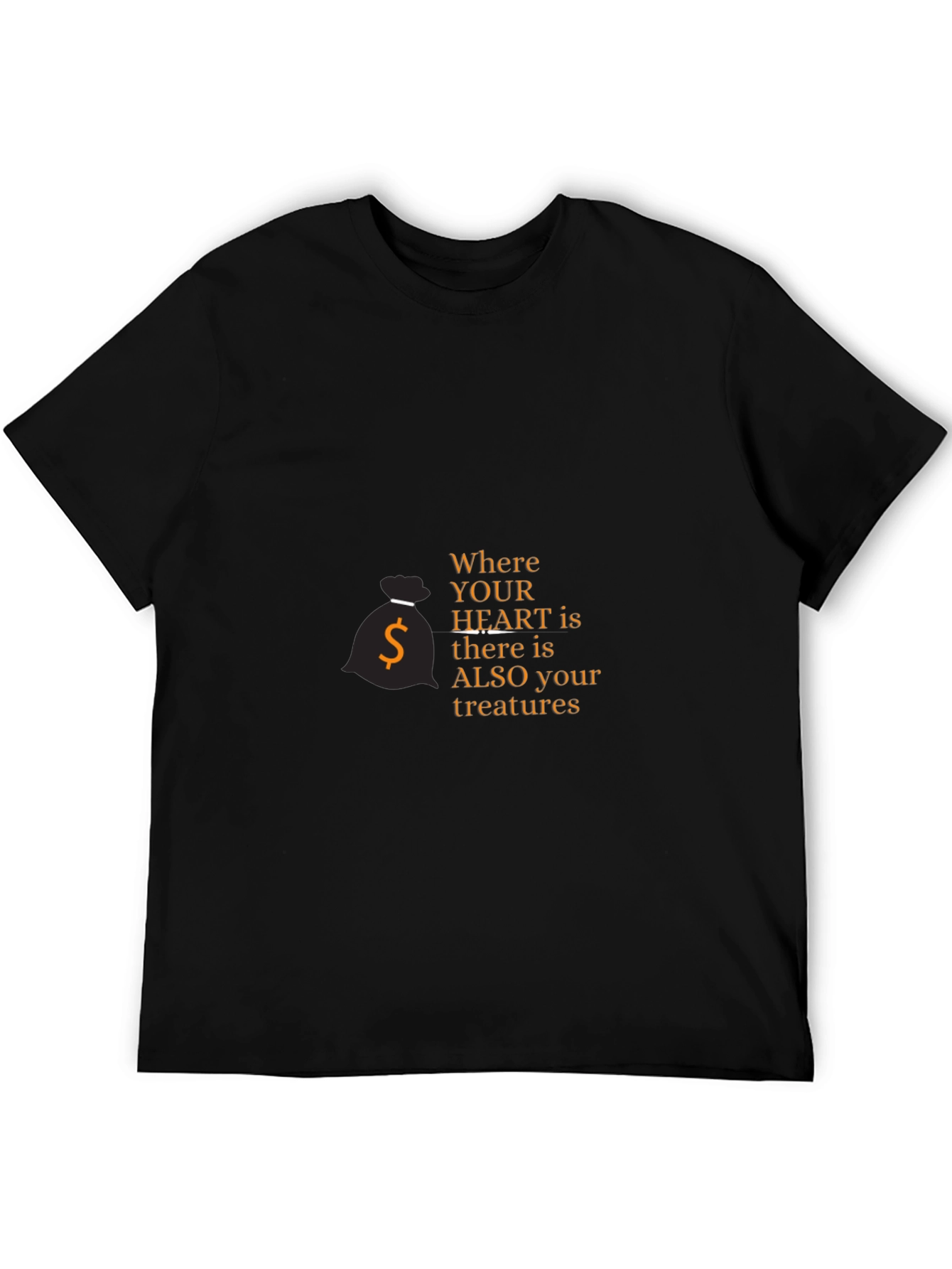 Mens Black Graphic Tee: Where Your Heart Is