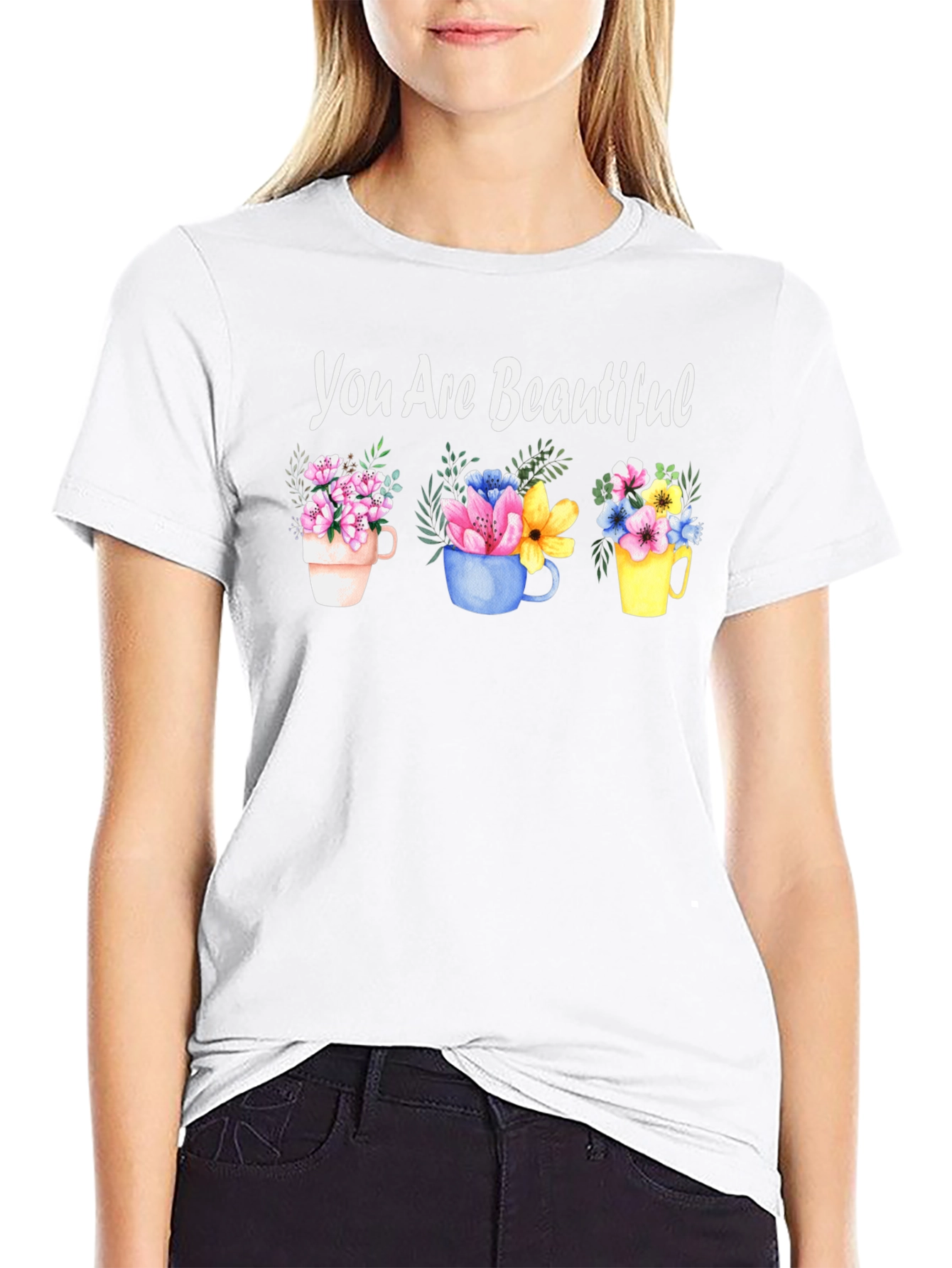 You Are Beautiful Floral Mug T-Shirt
