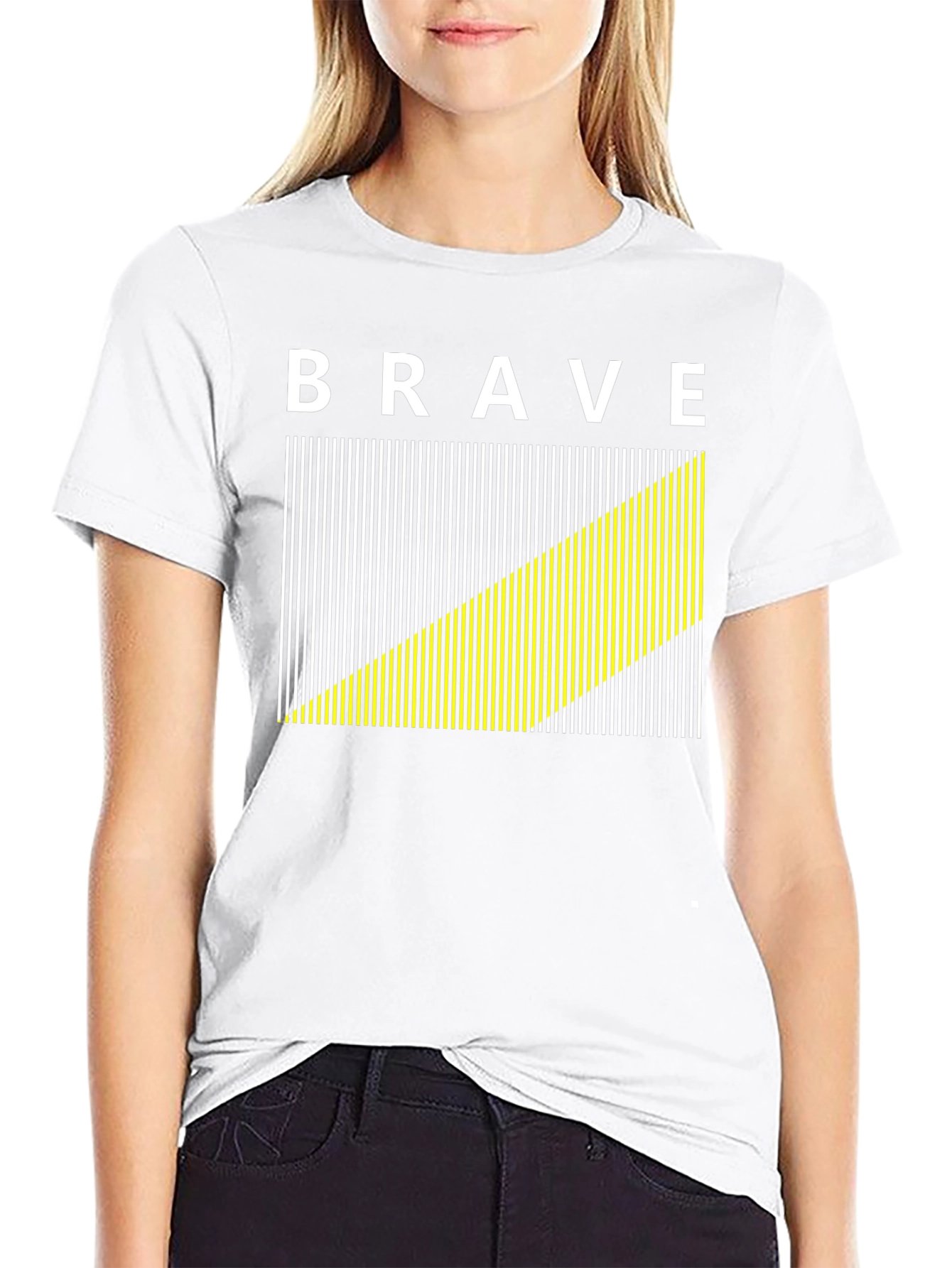 Brave Graphic Tee - Modern Striped Design