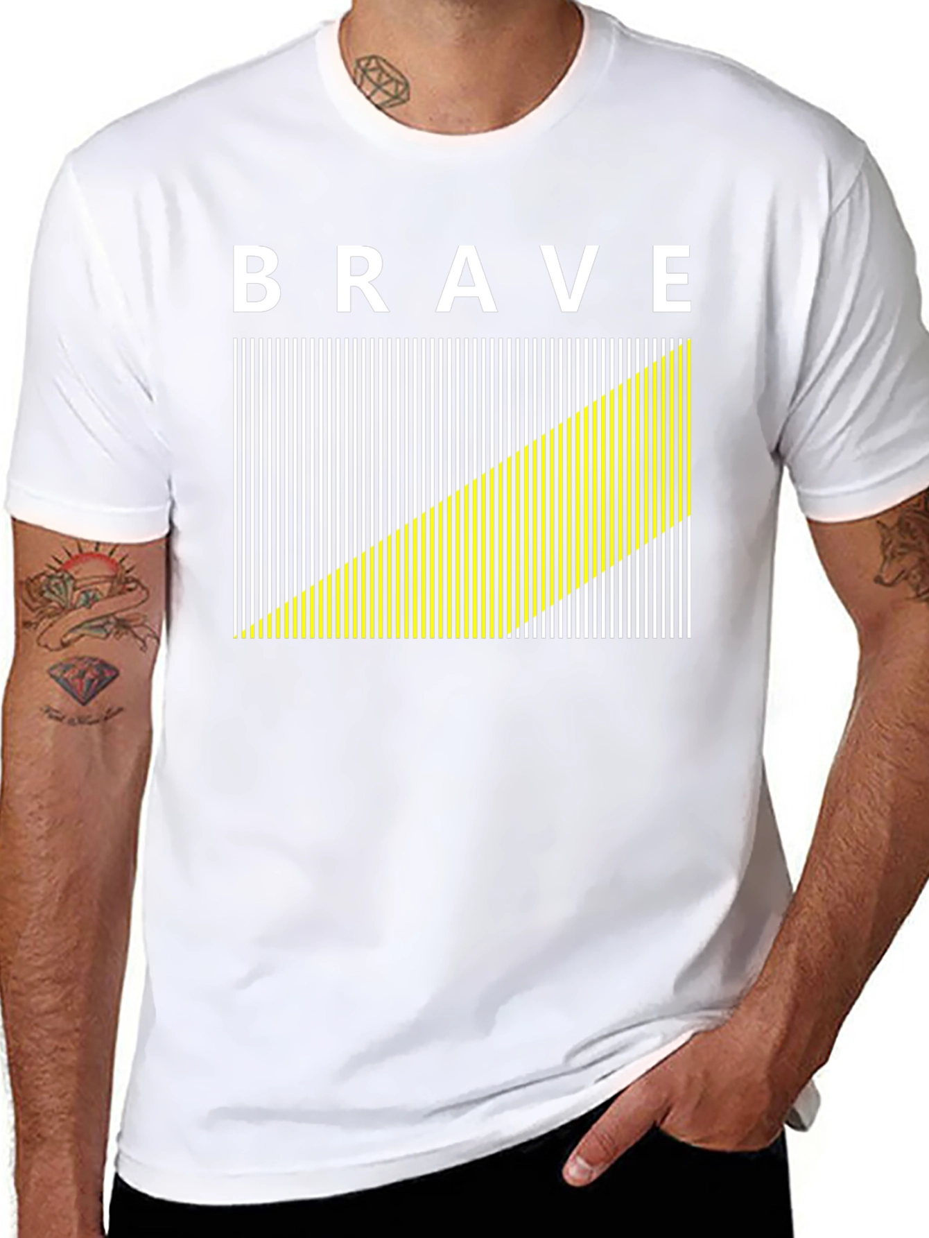Brave Graphic Tee - Modern Striped Design