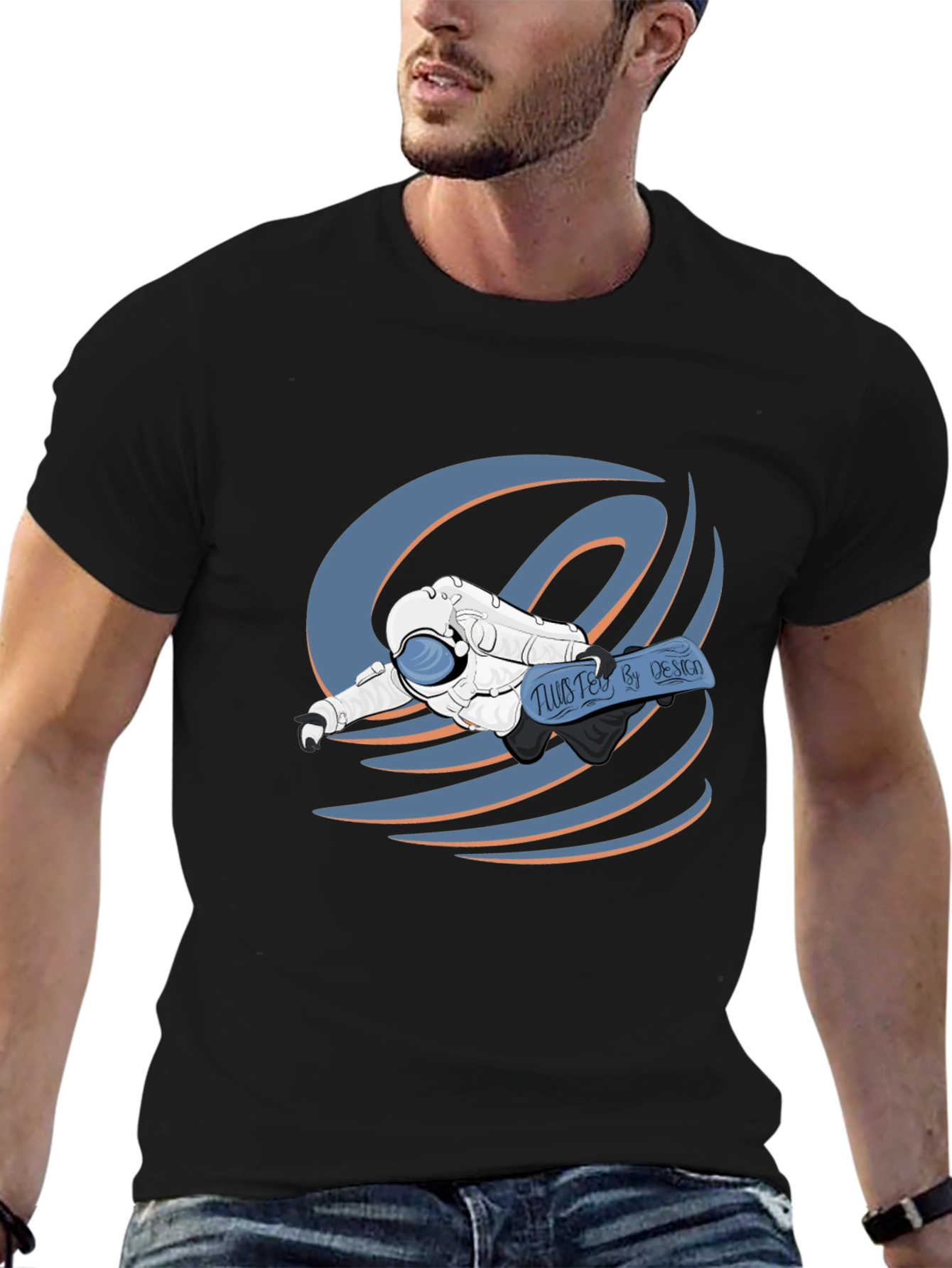 Astronaut Tee: Twisted By Design Black T-Shirt