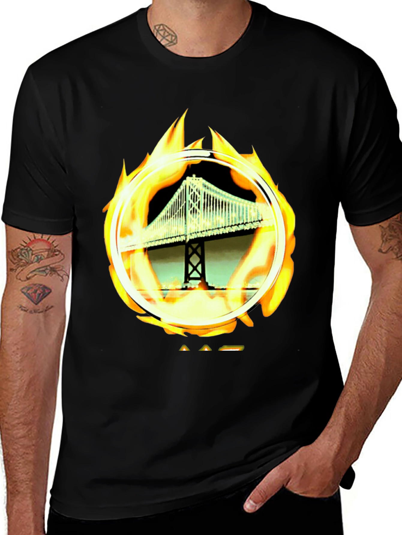 Bridge on Fire Graphic Tee - Classic Black