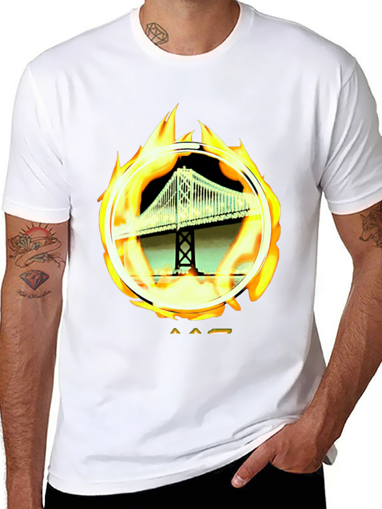 Bridge on Fire Graphic Tee - Classic Black