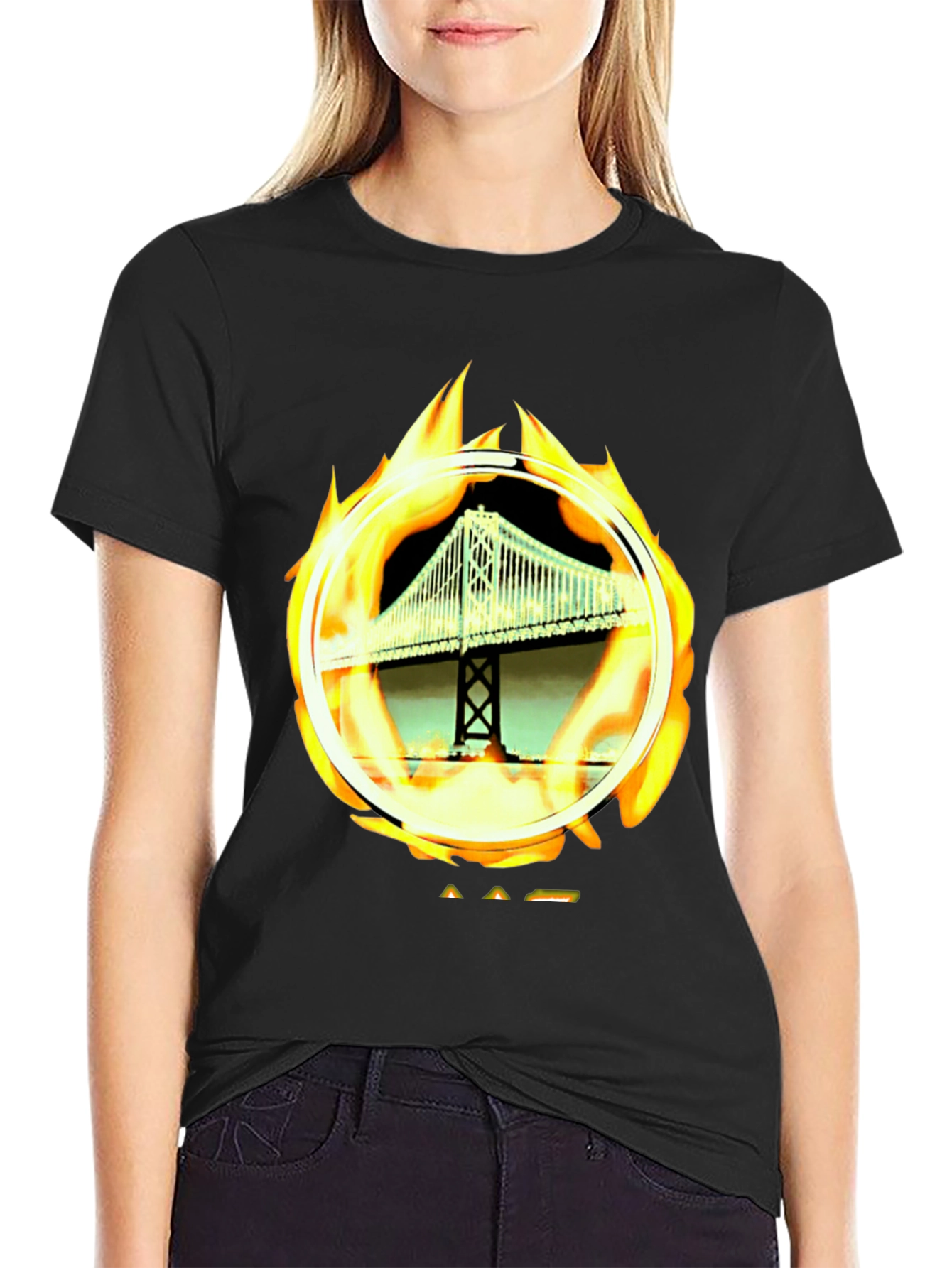 Bridge on Fire Graphic Tee - Classic Black