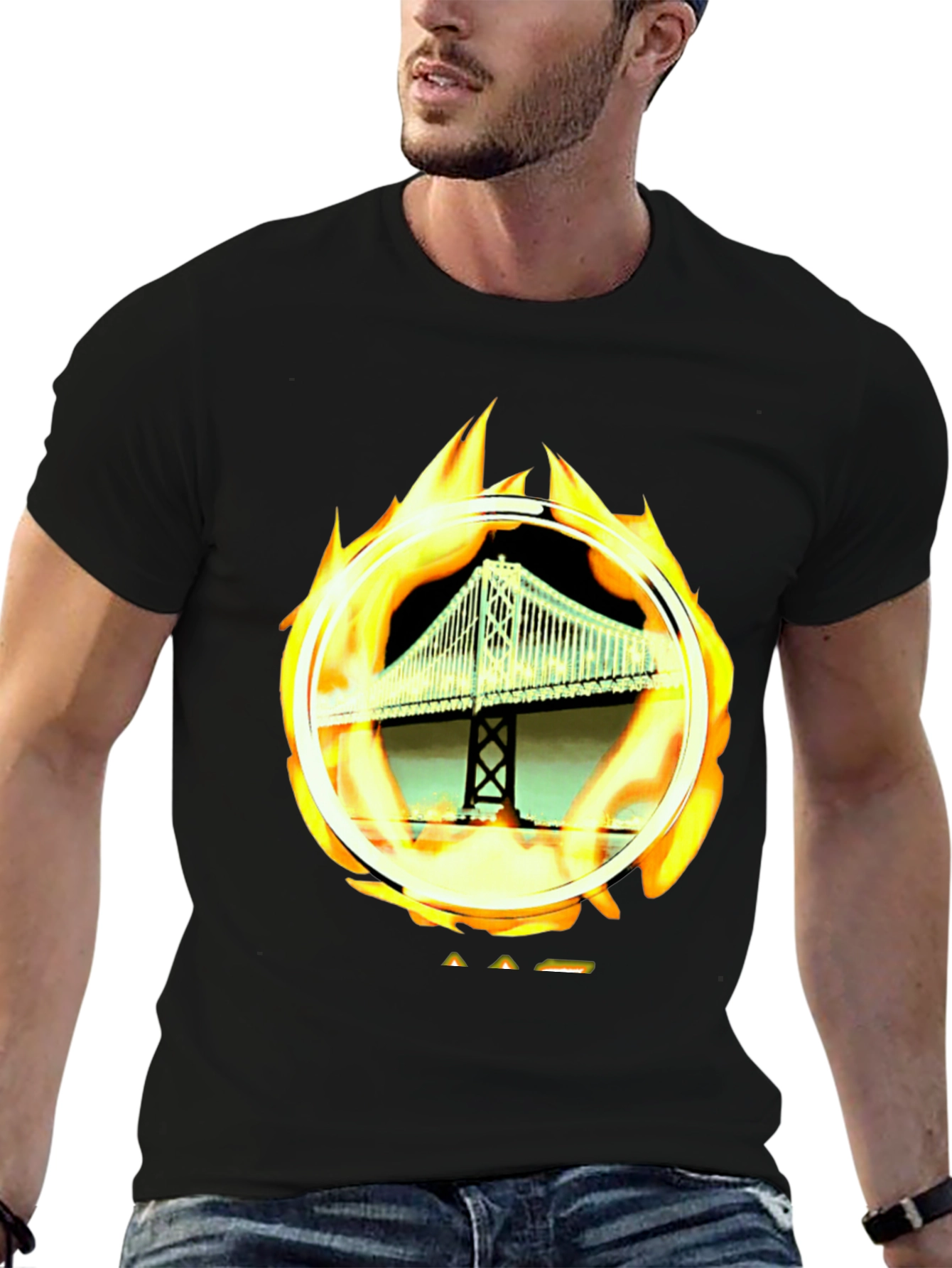 Bridge on Fire Graphic Tee - Classic Black