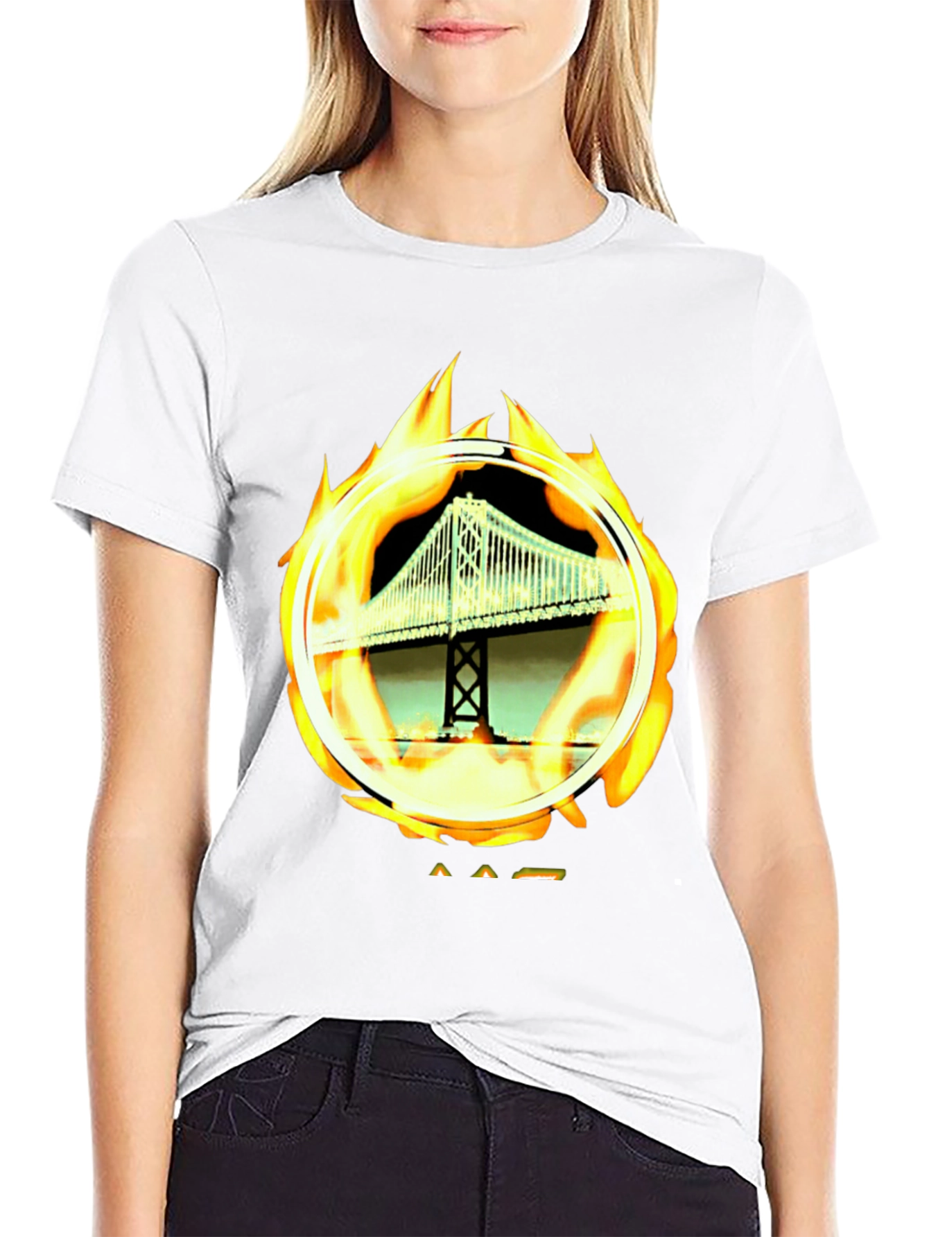 Bridge on Fire Graphic Tee - Classic Black