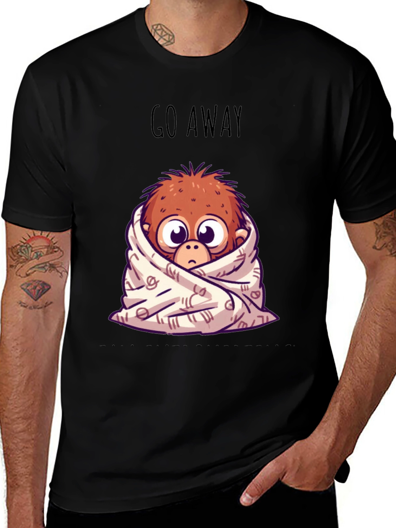 Cozy Monkey Graphic T-Shirt - Go Away
