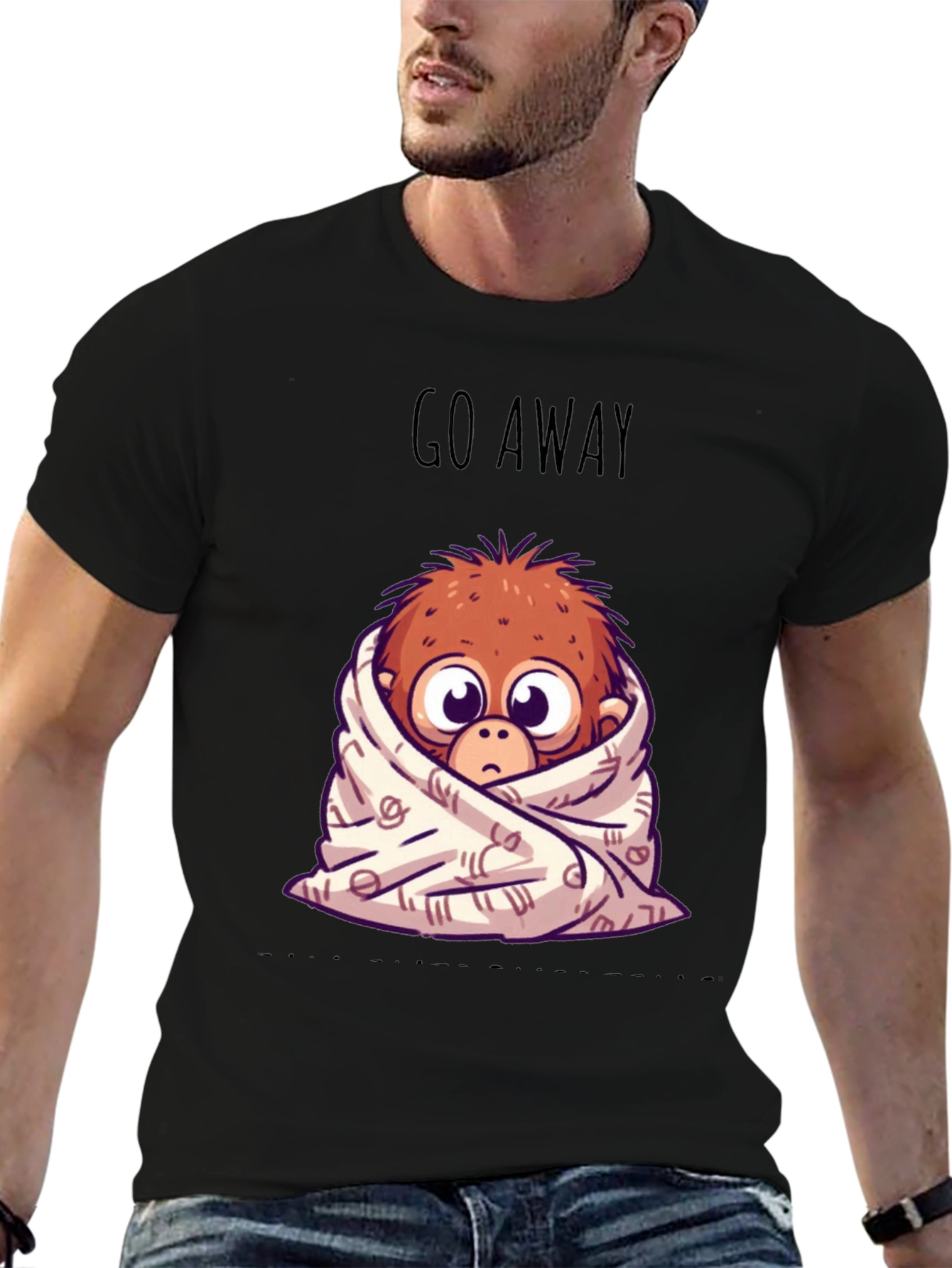Cozy Monkey Graphic T-Shirt - Go Away