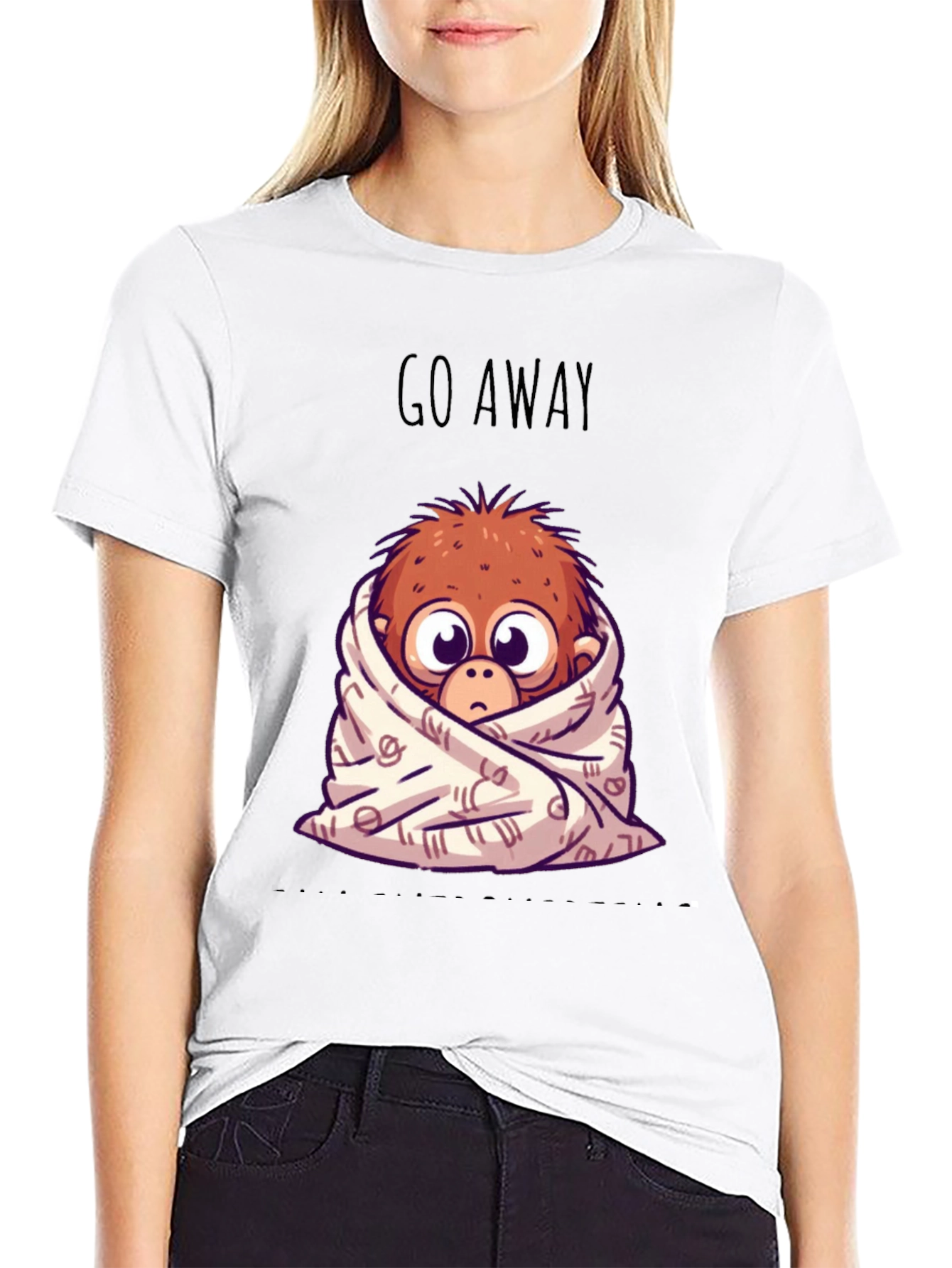 Cozy Monkey Graphic T-Shirt - Go Away