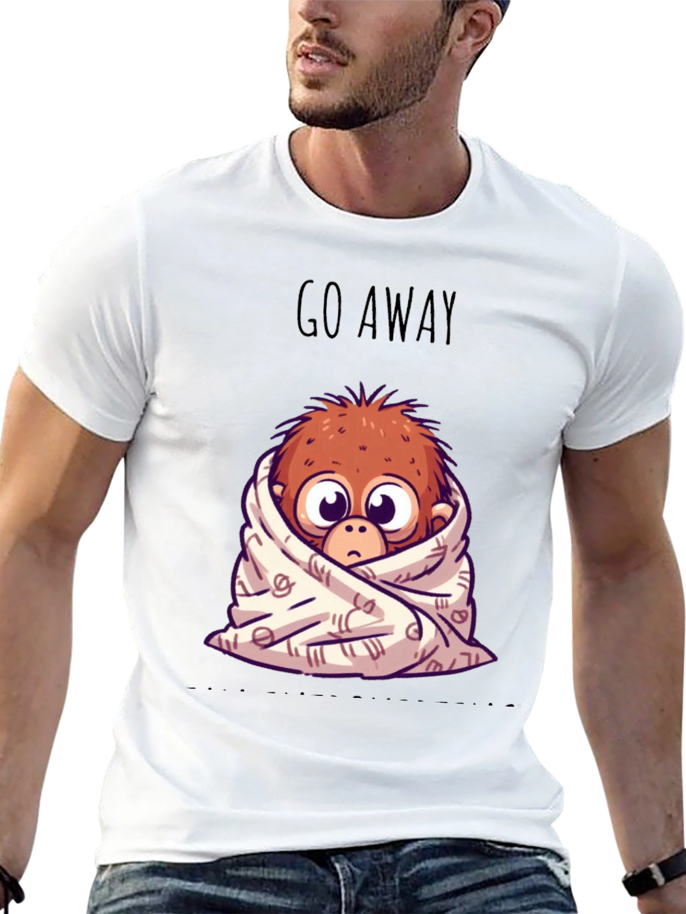 Cozy Monkey Graphic T-Shirt - Go Away