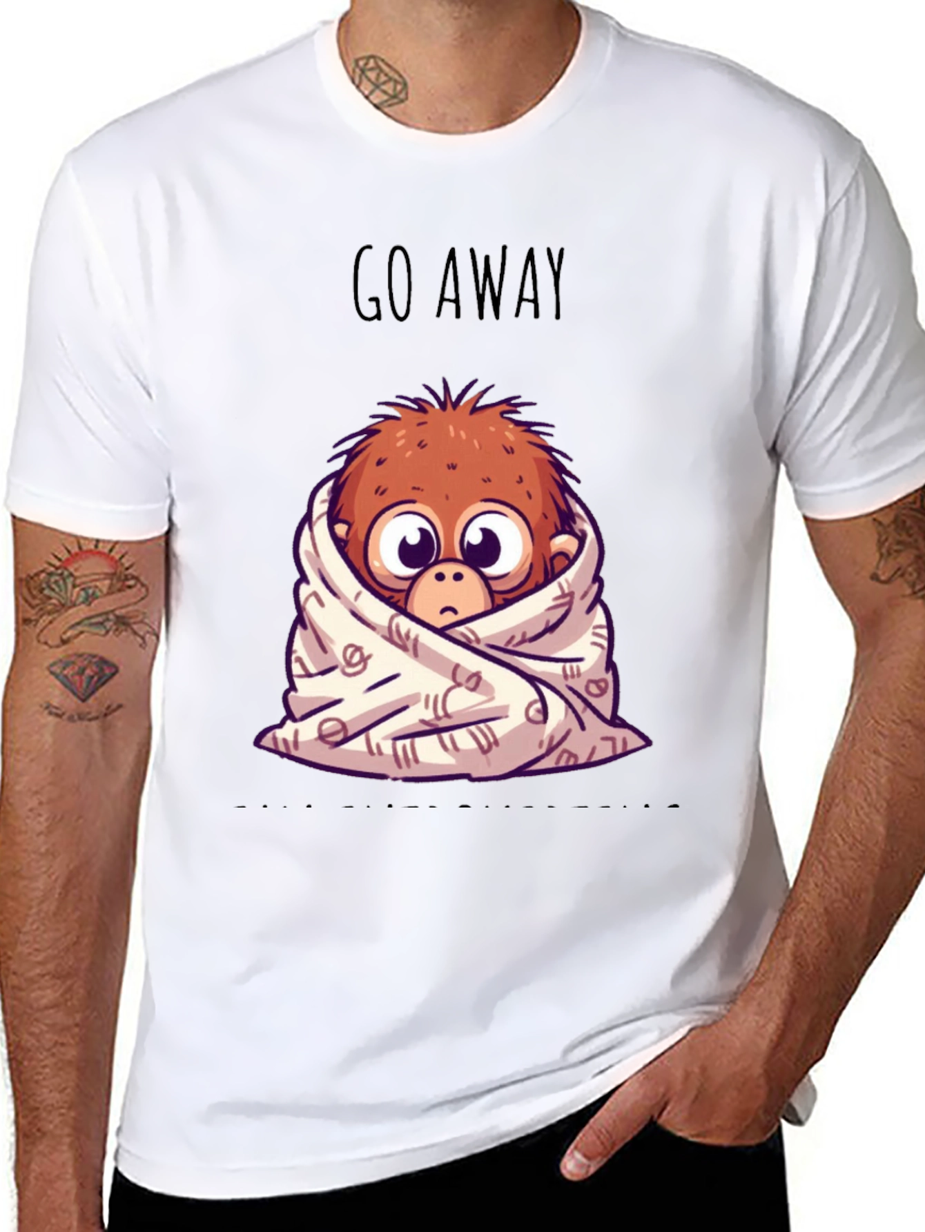 Cozy Monkey Graphic T-Shirt - Go Away