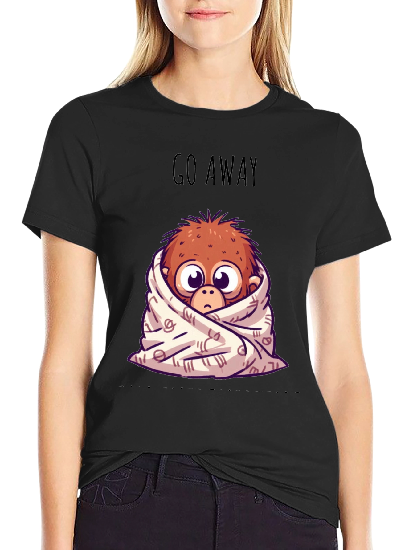 Cozy Monkey Graphic T-Shirt - Go Away