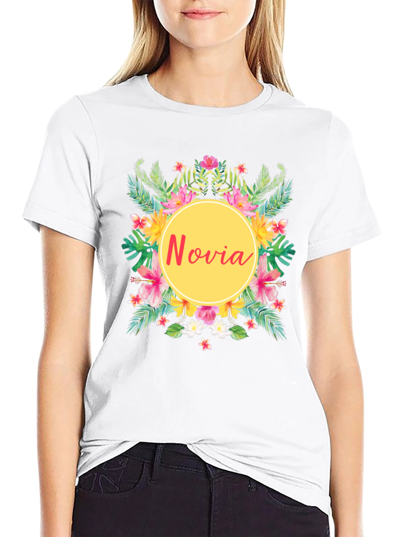 Novia Floral Graphic Tee - Tropical Wedding Shirt
