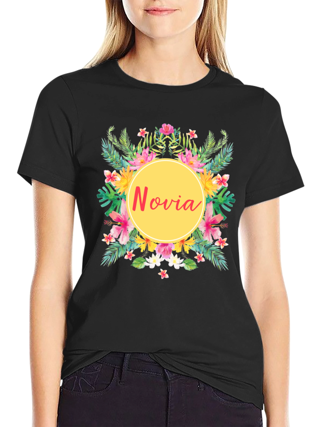 Novia Floral Graphic Tee - Tropical Wedding Shirt